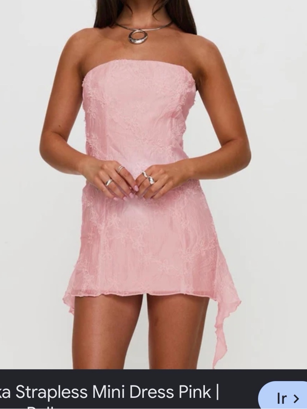 Princess Polly Strapless Lace-Texture Mini Dress - Blush Pink